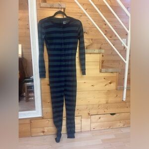 Striped onesie long johns base layer pajamas
